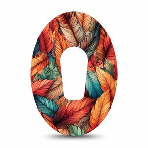 ExpressionMed Fall Leaf Feathers Dexcom G6 Tape Single Orange Green Feather Mix Plaster CGM Design