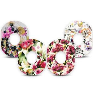 ExpressionMed Blush & Berries Variety Pack Dexcom G7 Tape, Dexcom Stelo Glucose Biosensor System, 4-Pack Tape Variety, Watercolor Autumn Petals, Overlay Tape CGM Design