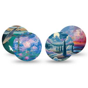 ExpressionMed Spirited Away Variety Pack Freestyle Libre 3 Overpatch 4-Pack Variety Dreamy Skies and Sea, Ethereal Escape, Artwork Clouds Mystical Inspired, Heavenly Sea and Skies, Magical Dream World Inspired Adhesive Patch CGM Design