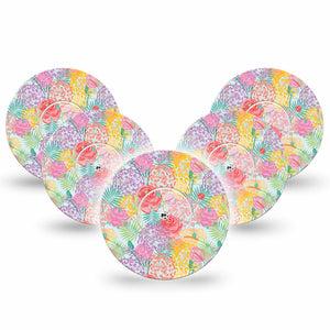 ExpressionMed Spring Flowers Freestyle Libre, Libre 2 Plus, and Abbott Lingo, 5-Pack Tape and 5-Pack Sticker Cheerful floral print Accessories for Continuous Glucose Monitor