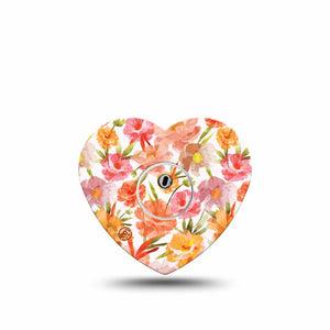 ExpressionMed Peach Dusk Freestyle Libre 3 and Libre 3 Plus Heart Shape Tape, Single Tape and Single Sticker Delicate Peach Tones, Patch CGM Design