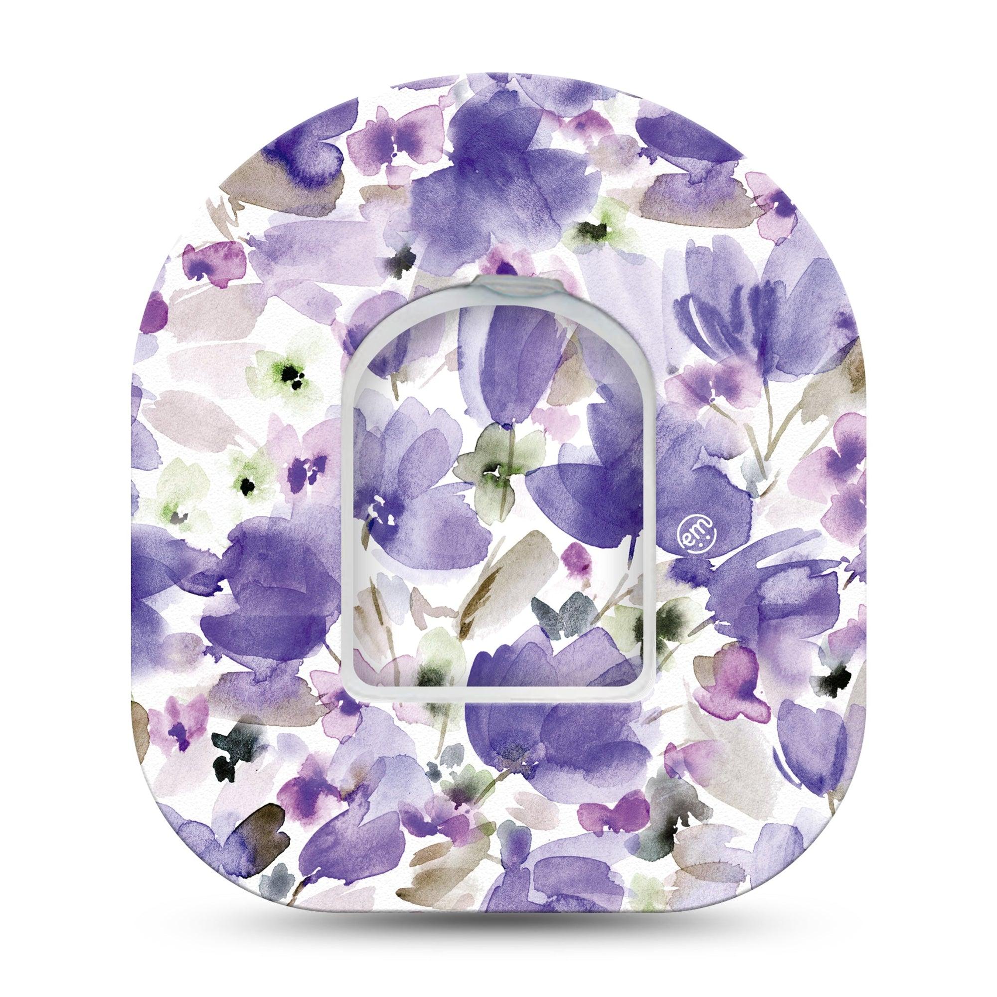 ExpressionMed Italian Blooms Omnipod Surface Center Sticker and Mini Tape Soft Purple Florals Vinyl Sticker and Tape Design Pump Design