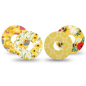 ExpressionMed Daisy Meadow Variety Pack Freestyle Libre 3 and Libre 3 Plus Tape, 4-Pack Tape Variety Summer Yellow Garden, Adhesive Tape Continuous Glucose Monitor Design