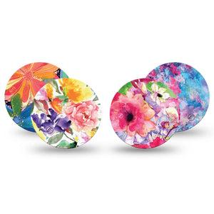 ExpressionMed Gentle Garden Variety Pack Freestyle Libre 3 Overpatch 4-Pack Variety Floral Artwork Inspired Adhesive Patch CGM Design