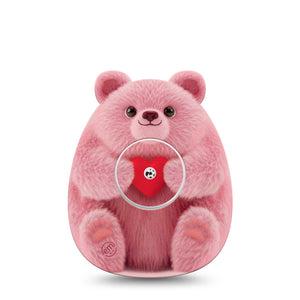 ExpressionMed Bear-y Lovable Freestyle Libre 3 and Libre 3 Plus Sticker and Tape  Bear holding heart Vinyl Sticker and Tape Pairing CGM Design