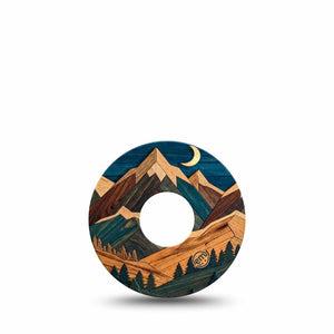 ExpressionMed Wood Mountains Freestyle Libre 3 and Libre 3 Plus, Single Tape earthy outdoor graphic Overlay Patch for Continuous Glucose Monitor