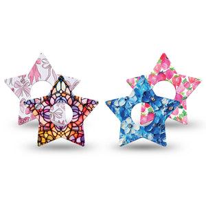 ExpressionMed Bright Freestyle Libre 3 and Libre 3 Plus Star, 4-Pack Tape pop color aesthetic Decorative Adhesive Tape for Continuous Glucose Monitor