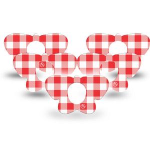ExpressionMed Red Gingham Dexcom G7 and Dexcom Stelo Glucose Biosensor System Butterfly, 5-Pack Picnic plaid Adhesive Tape for Continuous Glucose Monitor