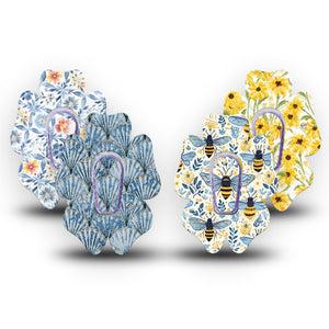 ExpressionMed Sunny Coast Dexcom G6 Flower, tape and sticker  Cozy yellows and blues Decorative Patch for CGM