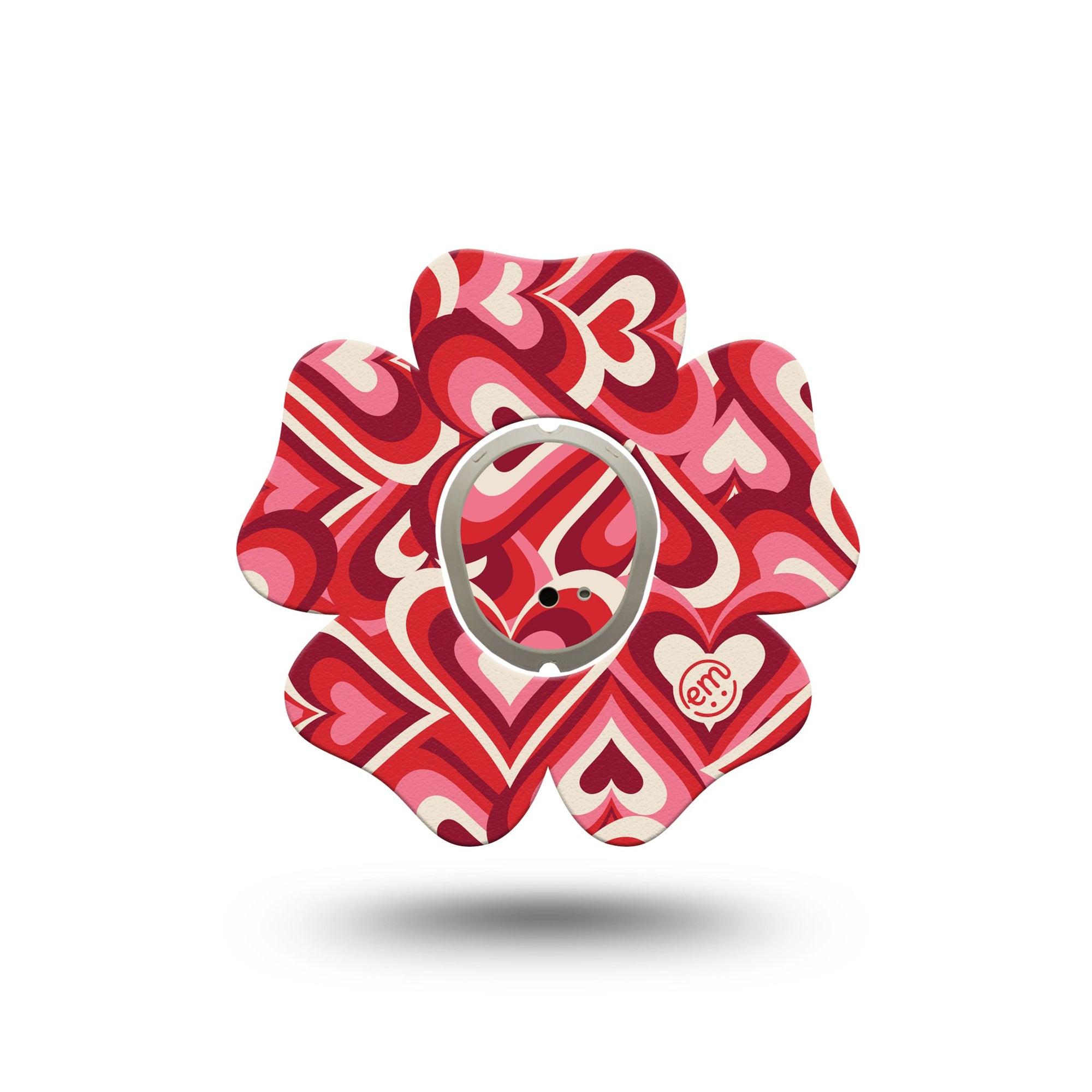 ExpressionMed Valentine Hearts Dexcom G7 Flower Shape Tape, Dexcom Stelo Glucose Biosensor System, Single Tape and Single Sticker Vibrant Heart Pattern, Adhesive Tape CGM Design