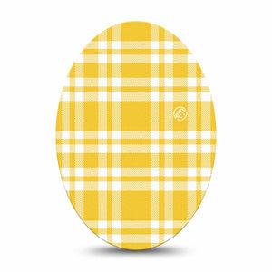 ExpressionMed yellow gingham Medtronic Guardian Enlite Universal Oval, Single Tape Golden yellow gingham Vinyl Decoration for CGM