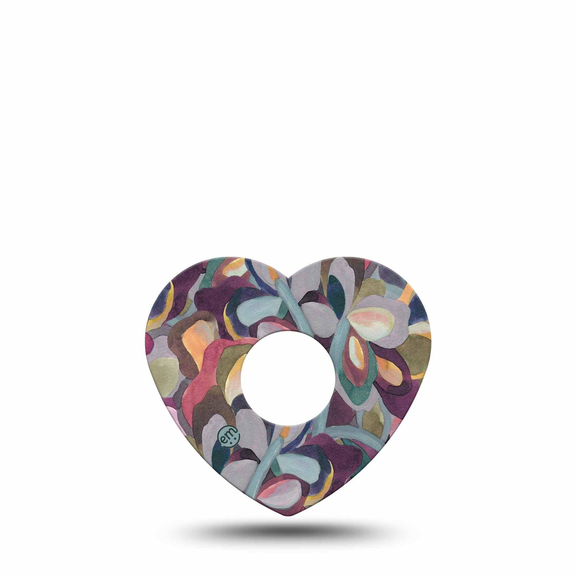 ExpressionMed Abstract Leaves Freestyle Libre 3 Heart Shape Tape Single Tape Fancy Art Piece Inspired Patch CGM Design