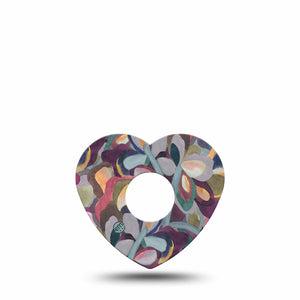 ExpressionMed Abstract Leaves Freestyle Libre 3 Heart Shape Tape Single Tape Fancy Art Piece Inspired Patch CGM Design