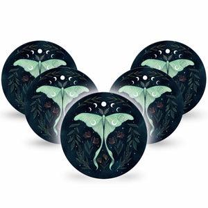 ExpressionMed Luna Moth Dexcom G7 Overpatch, Dexcom Stelo Glucose Biosensor System, 5-Pack Tape Luna Cosmic Moth, Overlay Tape CGM Design