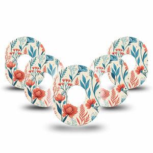 ExpressionMed Desert Wildflower Dexcom G7 and Dexcom Stelo Glucose Biosensor System, 5-Pack Desert floral pattern Adhesive Patch for Continuous Glucose Monitor