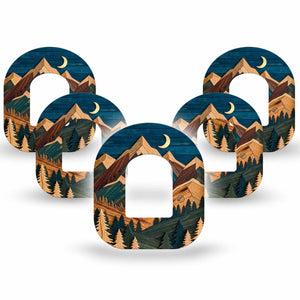 ExpressionMed Wood Mountains Omnipod, 5-Pack natural wood texture Sensor Cover For Pump