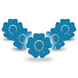 ExpressionMed Teal Dexcom G7 Flower Shape Tape, Dexcom Stelo Glucose Biosensor System, 5-Pack Tape and 5-Pack Sticker Sea Toned Teal Solid, Plaster CGM Design