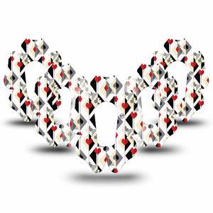 ExpressionMed Playing Cards Dexcom G6 Flower Shape Tape 5-Pack Tape Fun Geometric Suites Pattern, Adhesive Patch Continuous Glucose Monitor Design
