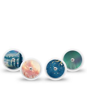 ExpressionMed Wanderer's Reverie Variety Pack Freestyle Libre, Libre 2 Plus, and Abbott Lingo Sticker, 4-Pack Sticker Serene skies Overlay Patch for Continuous Glucose Monitor