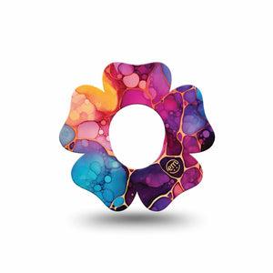 ExpressionMed Rainbow Ink Dexcom G7 and Dexcom Stelo Glucose Biosensor System Flower, Single Tape Painterly ink texture Adhesive Tape for CGM