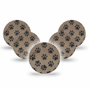 ExpressionMed Fuzzy Pawprints Freestyle Libre 3 and Libre 3 Plus OverPatch, 5-Pack Fuzzy black paws Plaster for Continuous Glucose Monitor