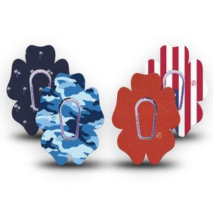 ExpressionMed USA Basics Dexcom G6 Flower, tape and sticker  classic usa colors Decorative Patch for CGM