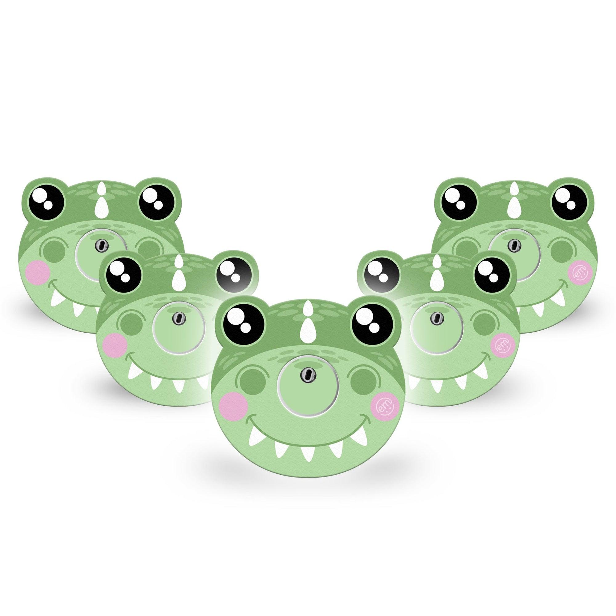 ExpressionMed Green Dinosaur Freestyle Libre 3 Cute Shape Tape 5-Pack Tape and 5-Pack Sticker Cute Zoo Pals Plates by Hefty Inspired Overlay Tape Continuous Glucose Monitor Design