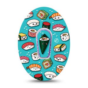 ExpressionMed Silly Sushi Dexcom G6 Tape Single Tape and Single Sticker Sushi Faces Plaster CGM Design