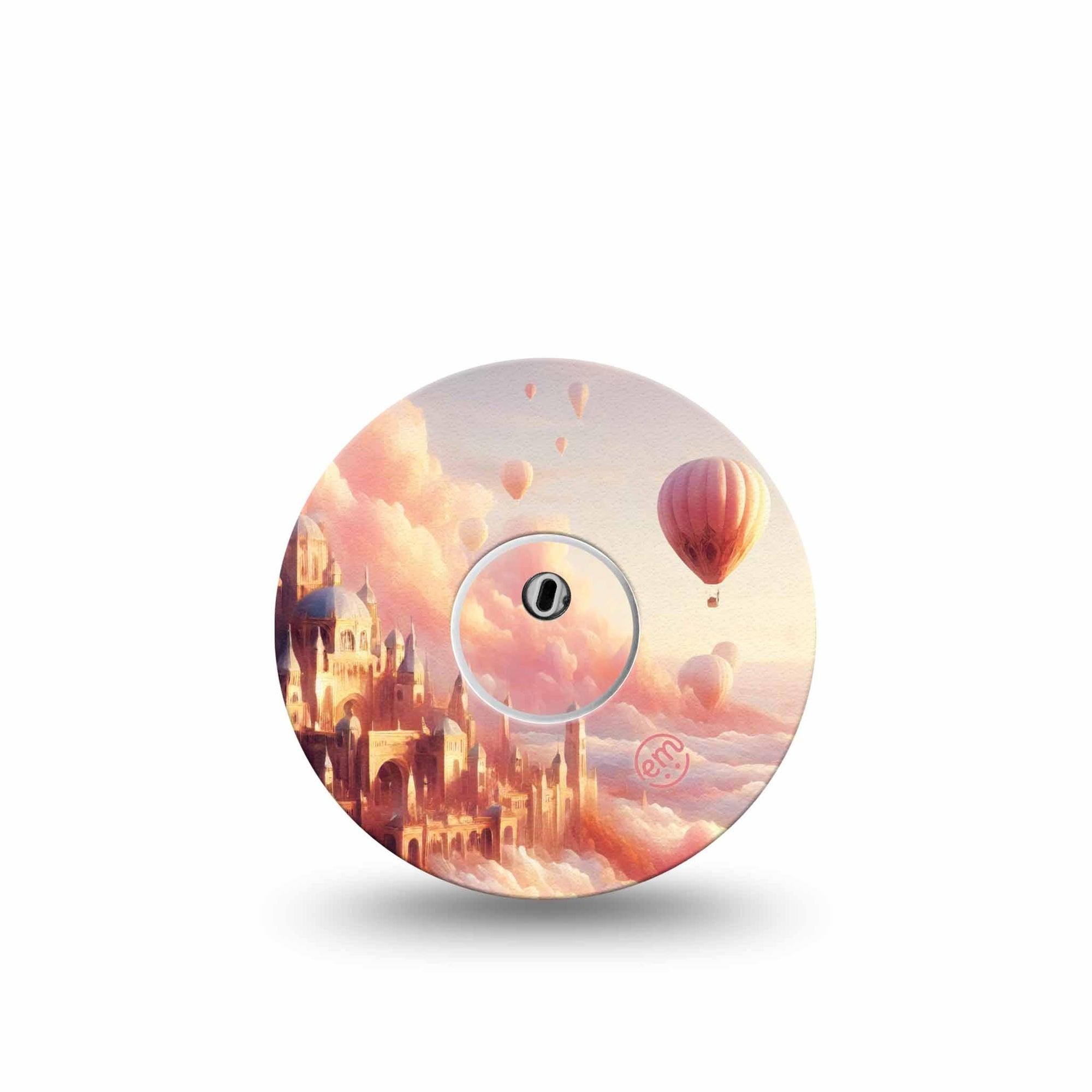 ExpressionMed Dreamy Skies Freestyle Libre 3 and Libre 3 Plus Tape, Single Tape and Single Sticker Soft Pink Peach Scene, Adhesive Tape Continuous Glucose Monitor Design