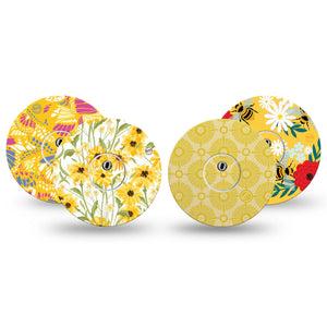 ExpressionMed Daisy Meadow Variety Pack Freestyle Libre 3 and Libre 3 Plus Sticker and Tape  Warm Yellow Tones, Vinyl Sticker and Tape Pairing CGM Design