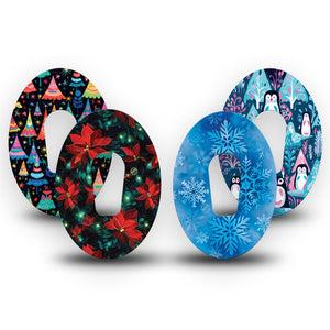 ExpressionMed North Pole Dexcom G6, 4-Pack Tape, winter patterns Decorative Decal for CGM