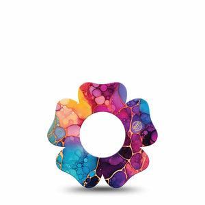 ExpressionMed Rainbow Ink Freestyle Libre, Libre 2 Plus, and Abbott Lingo Flower, Single Tape Painterly ink texture Decorative Adhesive Tape for CGM