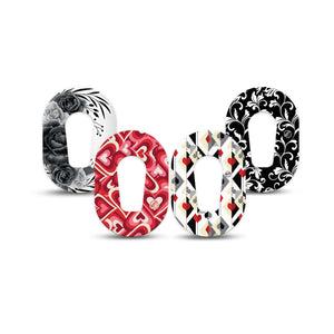 ExpressionMed Ace of Style Variety Pack Dexcom G6 Mini Tape, 4-Pack Tape Variety Heart Floral Mix Prints, Adhesive Tape CGM Design
