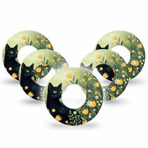 ExpressionMed Jungle Cat Freestyle Libre, Libre 2 Plus, and Abbott Lingo, 5-Pack Black kitten meadow Decorative Patch for Continuous Glucose Monitor