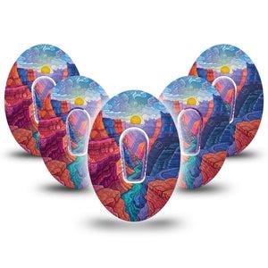ExpressionMed Grand Canyon Dexcom G6, 5-Pack Tape and 5-Pack Sticker canyon desert pattern Decorative Decal for CGM