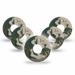 ExpressionMed Tapestry Cranes Freestyle Libre 3 and Libre 3 Plus, 5-Pack Nature art tapestry Sensor Decoration for CGM