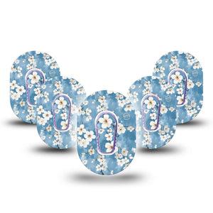ExpressionMed Cherry Blossom Dexcom G6 Mini Tape 5-Pack Tape and 5-Pack Sticker Painted Cherry Blossom Tree, Adhesive Tape CGM Design