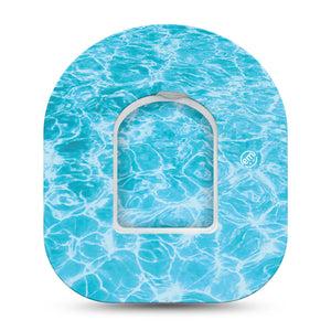 ExpressionMed Sunlit Water Omnipod, Single Tape and Single Sticker Summer pool inspired Decorative Patch For Insulin Pump