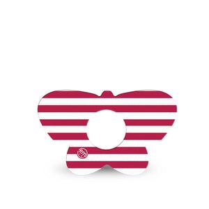 ExpressionMed Red Stripes Infusion Butterfly, 5-Pack Playful summer stripes Vinyl Decoration For Insulin Pump