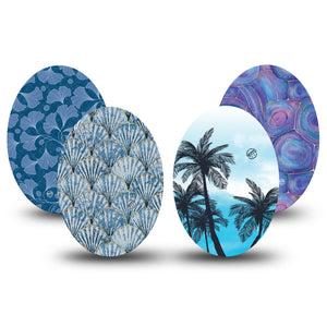 ExpressionMed Seaside Breeze Variety Pack Medtronic Guardian Enlite Universal Oval, 4-Pack Tape Variety Shoreline Inspired, Plaster CGM Design