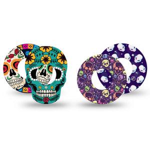 ExpressionMed Skulls Variety Pack Freestyle Libre and Libre 2 Plus Tape, Abbott Lingo, 4-Pack Tape Variety, Sci-fi Themed, Fixing Ring Tape Continuous Glucose Monitor Design