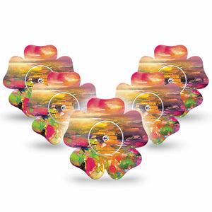 ExpressionMed Fragments From Above Freestyle Libre 2 and Libre 2 Plus Flower Shape Tape, Abbott Lingo, 5-Pack Tape and 5-Pack Sticker Broken Landscape, Plaster CGM Design