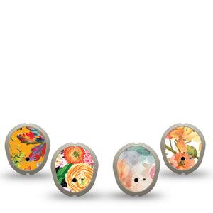 ExpressionMed Sunset Petals Variety Pack Dexcom G7 Sticker, Dexcom Stelo Glucose Biosensor System, 4-Pack Sticker Variety Sunset Tone Florals, Vinyl Decoration Continuous Glucose Monitor Design