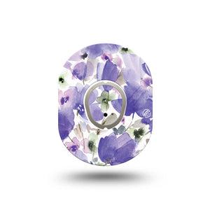 ExpressionMed Italian Blooms Dexcom G7 Mini Tape, Dexcom Stelo Glucose Biosensor System,  Single Tape and Single Sticker Soothing Purple Lavender Flowers Patch Continuous Glucose Monitor Design