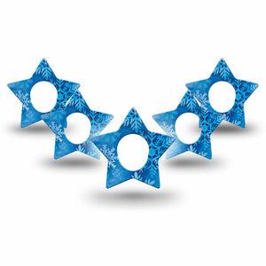 ExpressionMed Falling Snow Dexcom G7 Star Shape Tape, Dexcom Stelo Glucose Biosensor System, 5-Pack Tape Ice Crystals, Overlay Patch CGM Design