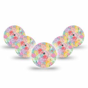 ExpressionMed Spring Flowers Freestyle Libre 3 and Libre 3 Plus, 5-Pack Tape and 5-Pack Sticker Cheerful floral print Sensor Cover for CGM