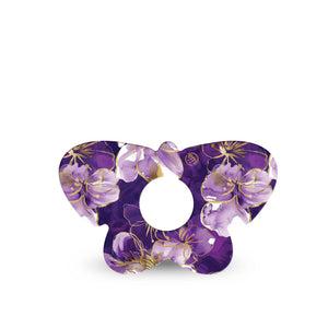 ExpressionMed Plum Gold Freestyle Libre 3 and Libre 3 Plus Butterfly, Single Tape Gold outline flowers Waterproof Adhesive Tape for CGM