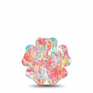 ExpressionMed Faded Summer Freestyle Libre 2 and Libre 2 Plus Flower Shape Tape, Abbott Lingo,  Single Tape and Single Sticker Fun Worn-Out Inspired, Fixing Ring Tape CGM Design