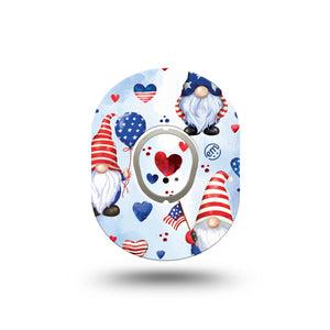 ExpressionMed Summer Gnomies Dexcom G7 Mini Tape, Dexcom Stelo Glucose Biosensor System,  Single Tape and Single Sticker USA Flag Flower Garden Patch Continuous Glucose Monitor Design