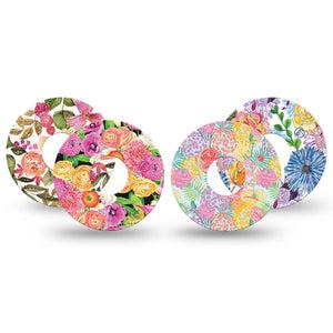 ExpressionMed Bloom Pop Freestyle Libre 3 and Libre 3 Plus, 4-Pack Tape Pop of color florals Best Covers for CGM